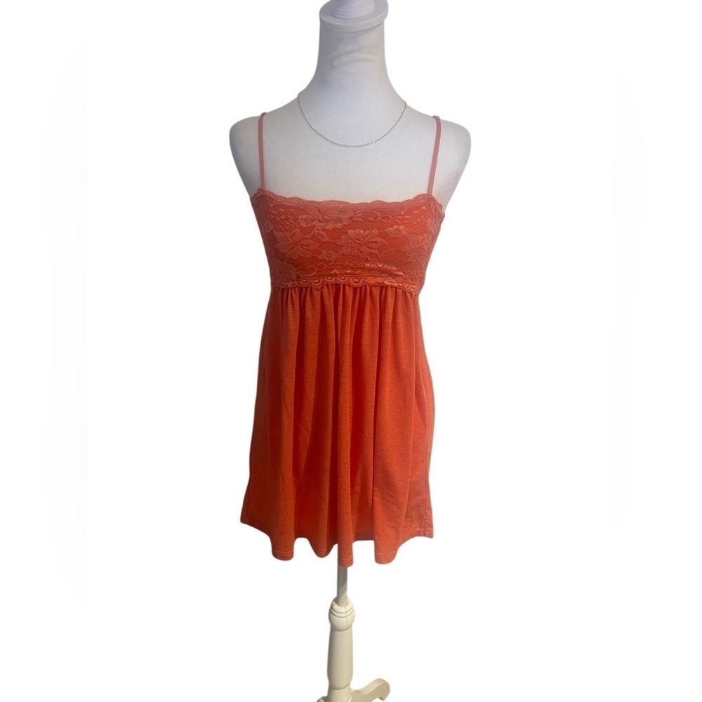 Y2K Orange Lace Babydoll Top Size L – Fall Aesthetic Retro Style - Picture 6 of 9